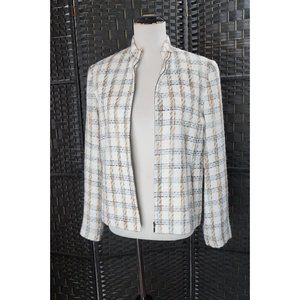 Plaid Blazer, Zip Front, Norton McNaughton, Lined, Teal